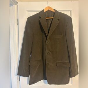 Men’s Taso Elba Olive Green Corduroy Blazer Sz L Classic Business Casual Dadcore